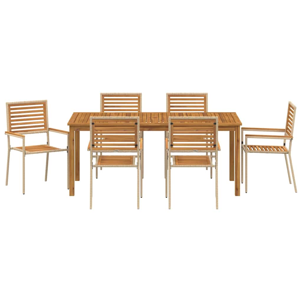 Garten Essgruppe 7 pcs Beige Poly Rattan